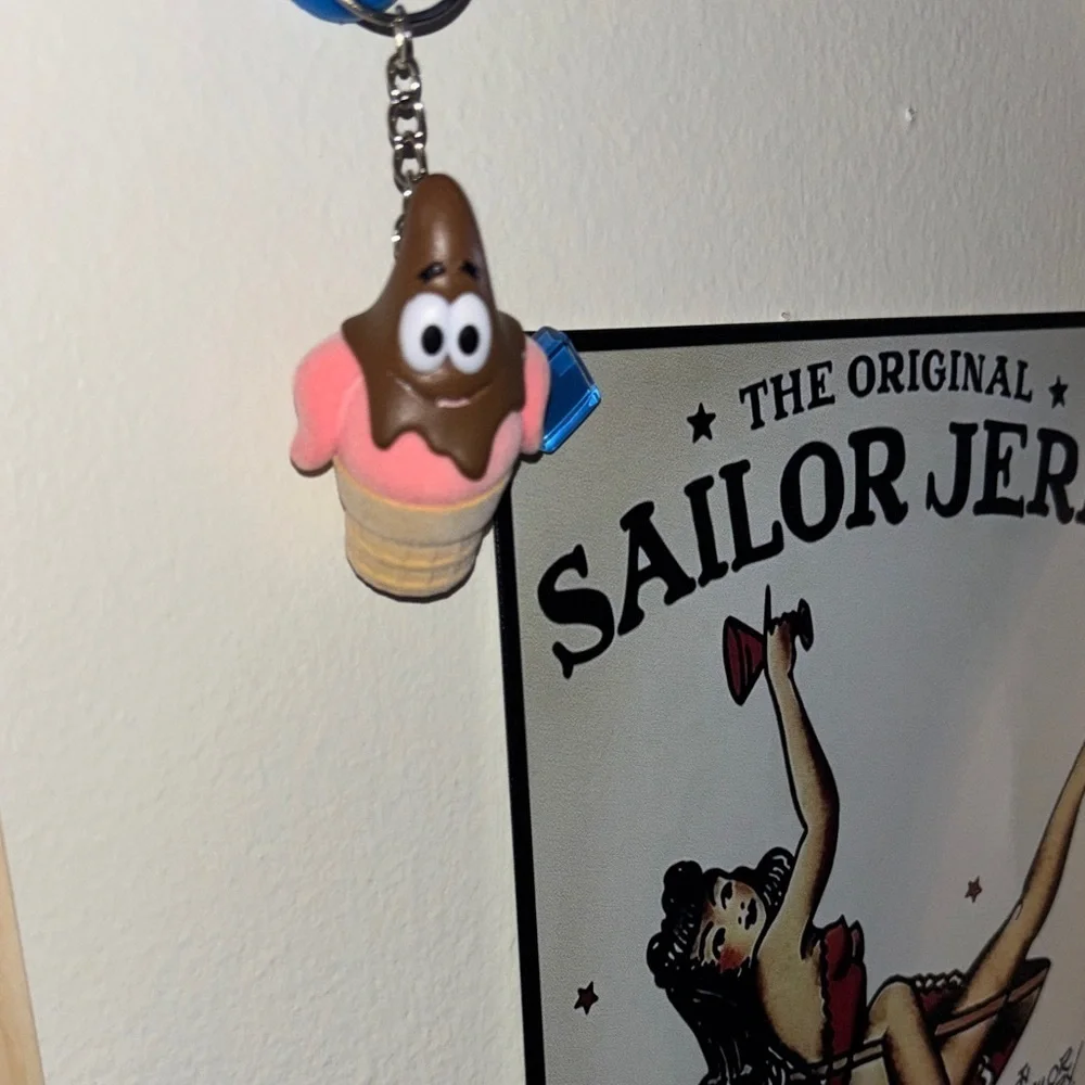 Ice Cream Cone Keychain with Blue Magnet